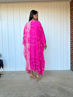 MALA handworks  Bella Midi Kaftan in Fuchsia Tie Dye with front Button