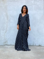 MALA handworks  Bella Midi Kaftan in Fuchsia Tie Dye with front Button