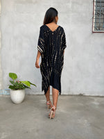 MALA handworks  Bella Midi Kaftan in Fuchsia Tie Dye with front Button
