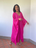 MALA handworks Bella Midi Kaftan in Fuchsia with front Button