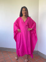 MALA handworks Bella Midi Kaftan in Fuchsia with front Button