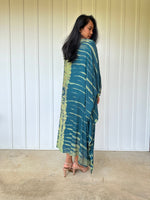 MALA handworks Bella Midi Kaftan in Green Tie Dye with front Button