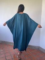 MALA handworks Bella Midi Kaftan in Teal Blue with front Button