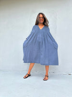 Mala Handworks Bree Double Gauze Cotton Dress in Blueberry