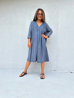 Mala Handworks Bree Double Gauze Cotton Dress in Blueberry