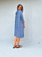 Mala Handworks Bree Double Gauze Cotton Dress in Blueberry