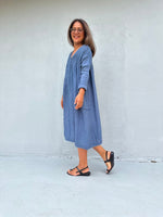 Mala Handworks Bree Double Gauze Cotton Dress in Blueberry