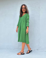 Mala Handworks Bree Double Gauze Cotton Dress in Jade
