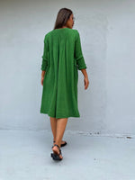 Mala Handworks Bree Double Gauze Cotton Dress in Jade