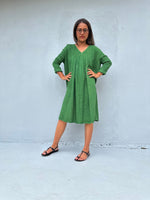 Mala Handworks Bree Double Gauze Cotton Dress in Jade