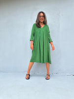 Mala Handworks Bree Double Gauze Cotton Dress in Jade