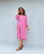 Mala Handworks Bree Double Gauze Cotton Dress in Pink