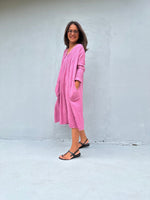 Mala Handworks Bree Double Gauze Cotton Dress in Pink