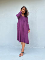 Mala Handworks Bree Double Gauze Cotton Dress in Plum