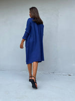 Mala Handworks Bree Double Gauze Cotton Dress in Sapphire