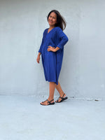 Mala Handworks Bree Double Gauze Cotton Dress in Sapphire