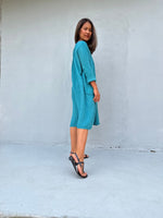 Mala Handworks Bree Double Gauze Cotton Dress in Turquoise