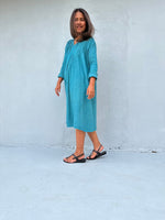 Mala Handworks Bree Double Gauze Cotton Dress in Turquoise