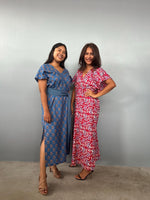 Mala Handworks Callie Petite Cotton Kaftan in Cherry Floral