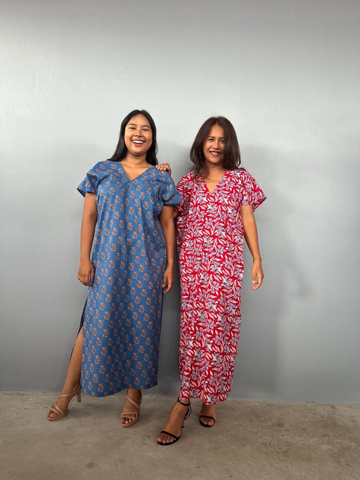 Mala Handworks Callie Petite Cotton Kaftan in Cherry Floral