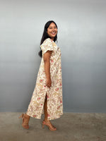 Mala Handworks Callie Petite Cotton Kaftan in Cream Floral