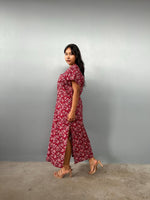 Mala Handworks Callie Petite Cotton Kaftan in Merlot Paisley