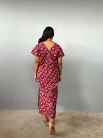 Mala Handworks Callie Petite Cotton Kaftan in Merlot Paisley