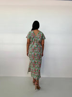 Mala Handworks Callie Petite Cotton Kaftan in Mint & Rose Floral