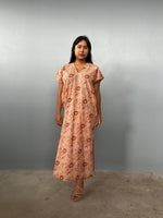 Mala Handworks Callie Petite Cotton Kaftan in Peach Floral Paisley