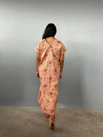 Mala Handworks Callie Petite Cotton Kaftan in Peach Floral Paisley