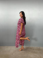 Mala Handworks Callie Petite Cotton Kaftan in Raspberry Paisley