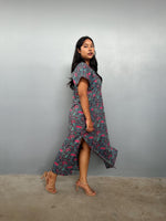 Mala Handworks Callie Petite Cotton Kaftan in Teal Carnation Paisley