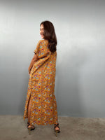 Mala Handworks Callie Petite Cotton Kaftan in Turmeric Floral Paisley