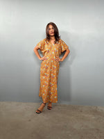 Mala Handworks Callie Petite Cotton Kaftan in Turmeric Floral Paisley