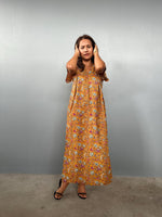 Mala Handworks Callie Petite Cotton Kaftan in Turmeric Floral Paisley