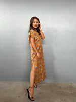 Mala Handworks Callie Petite Cotton Kaftan in Turmeric Floral Paisley