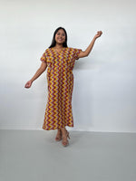 Callie Petite Cotton Kaftan in Turmeric & Raspberry Chevron-CJ-38-Mala Handworks