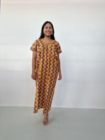Callie Petite Cotton Kaftan in Turmeric & Raspberry Chevron-CJ-38-Mala Handworks