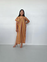 Callie Petite Cotton Kaftan in Turmeric & Raspberry Chevron-CJ-38-Mala Handworks