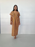 Callie Petite Cotton Kaftan in Turmeric & Raspberry Chevron-CJ-38-Mala Handworks