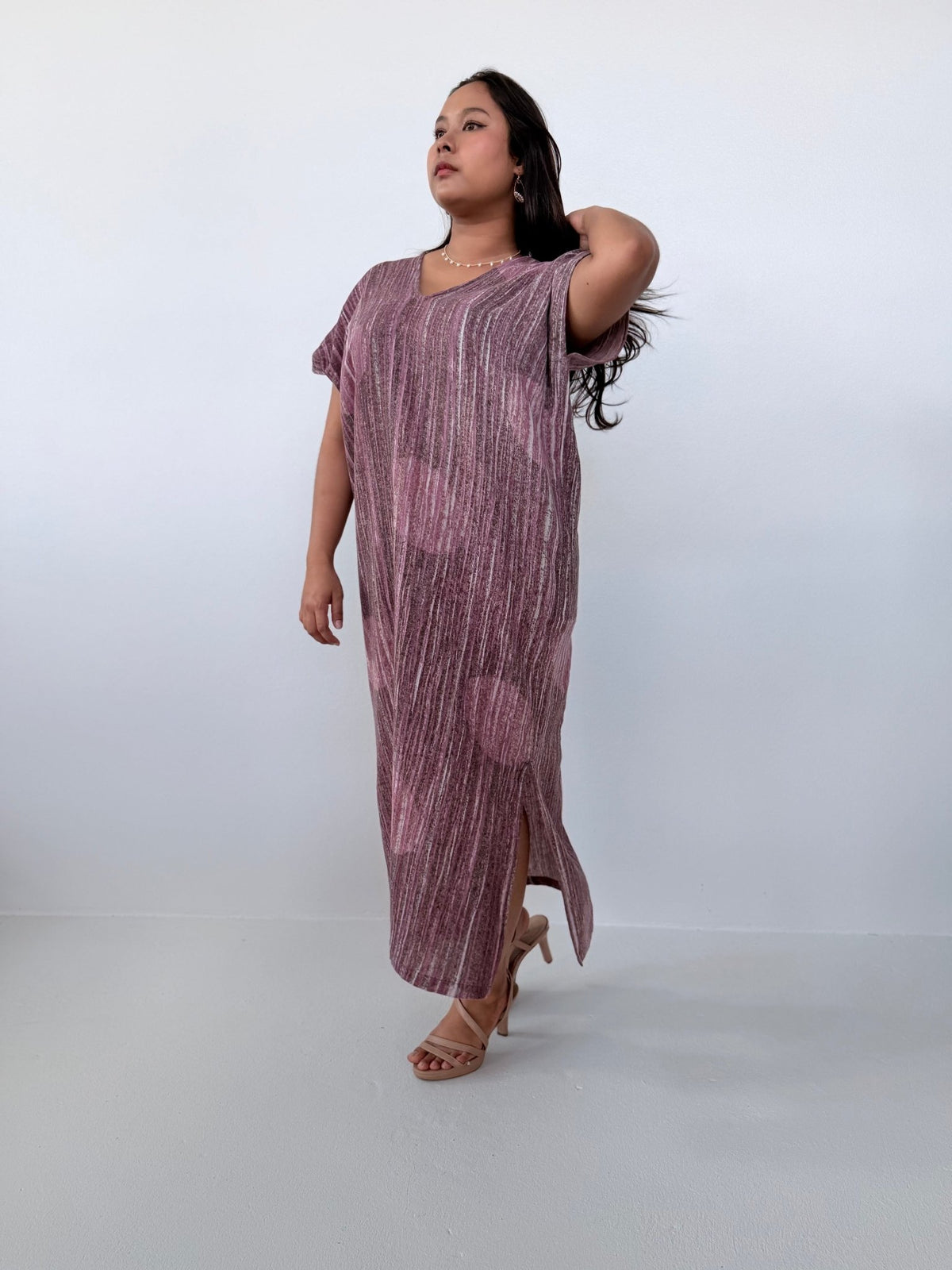 Mala Handworks Callie Petite Hand-Painted Kaftan in Mauve