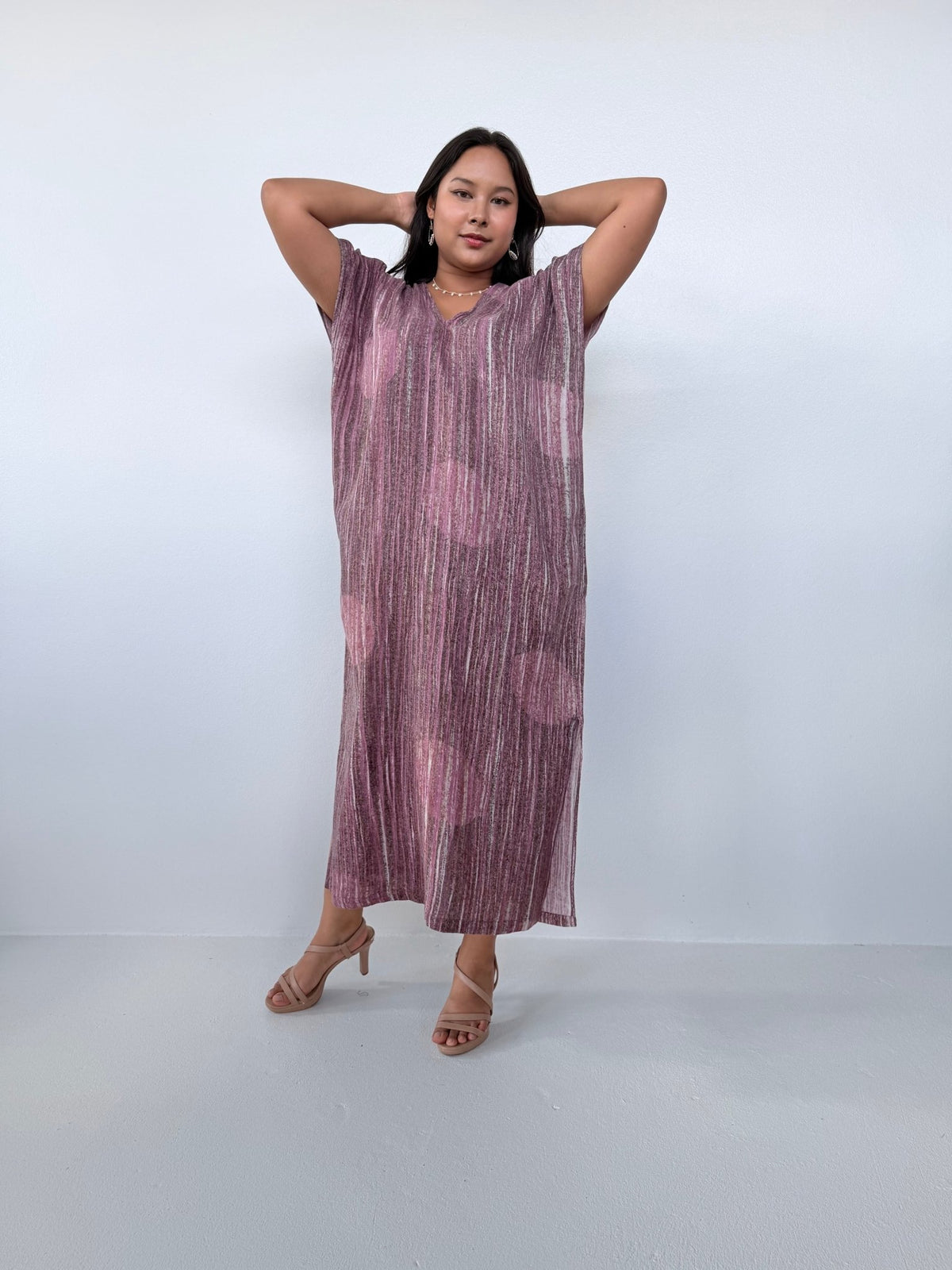 Mala Handworks Callie Petite Hand-Painted Kaftan in Mauve