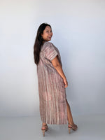 Mala Handworks Callie Petite Hand-Painted Kaftan in Mauve & Sand