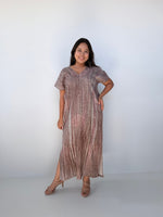 Mala Handworks Callie Petite Hand-Painted Kaftan in Mauve & Sand