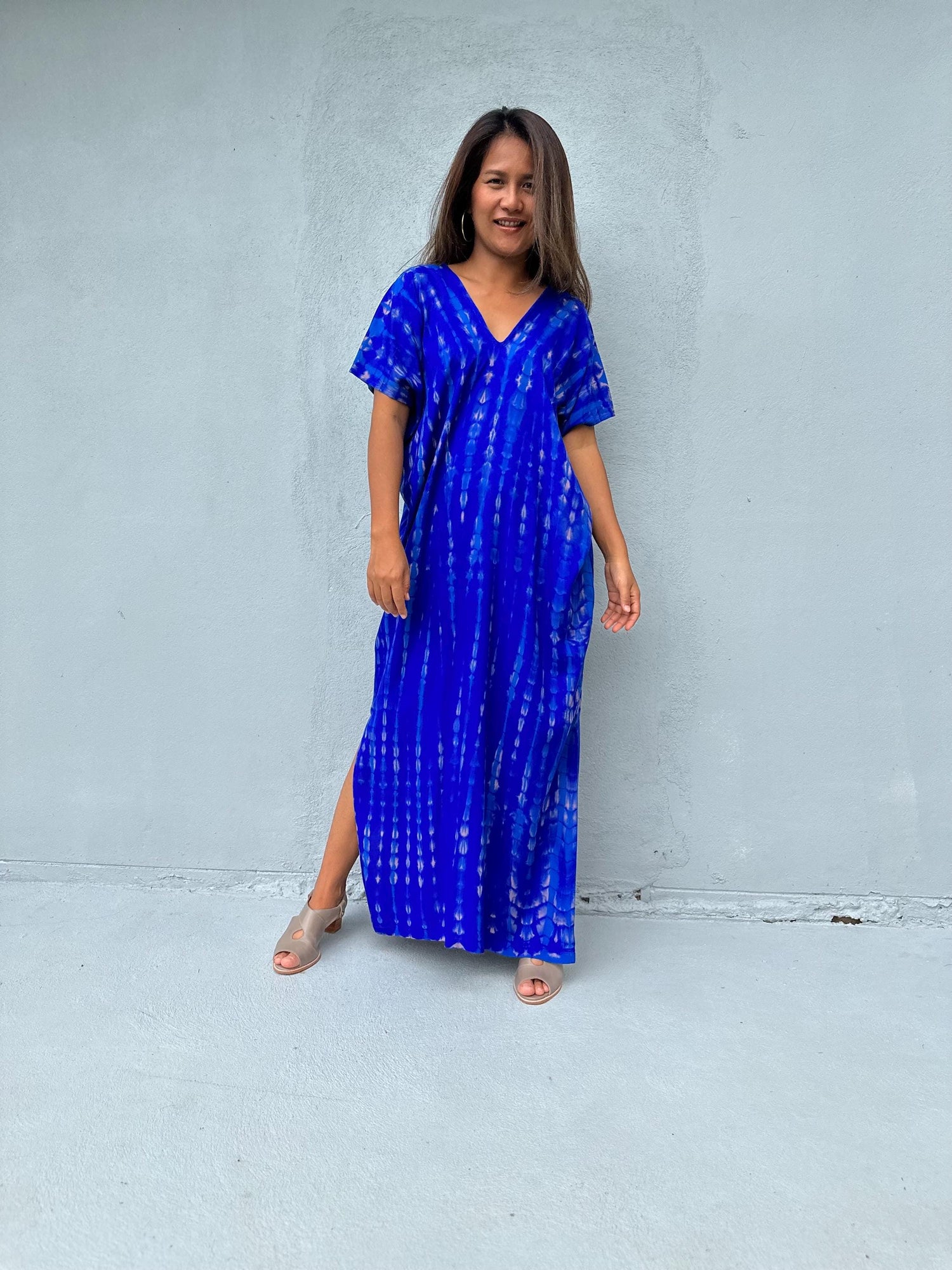 Mala Handworks Callie Petite Kaftan in Sapphire Tie Dye