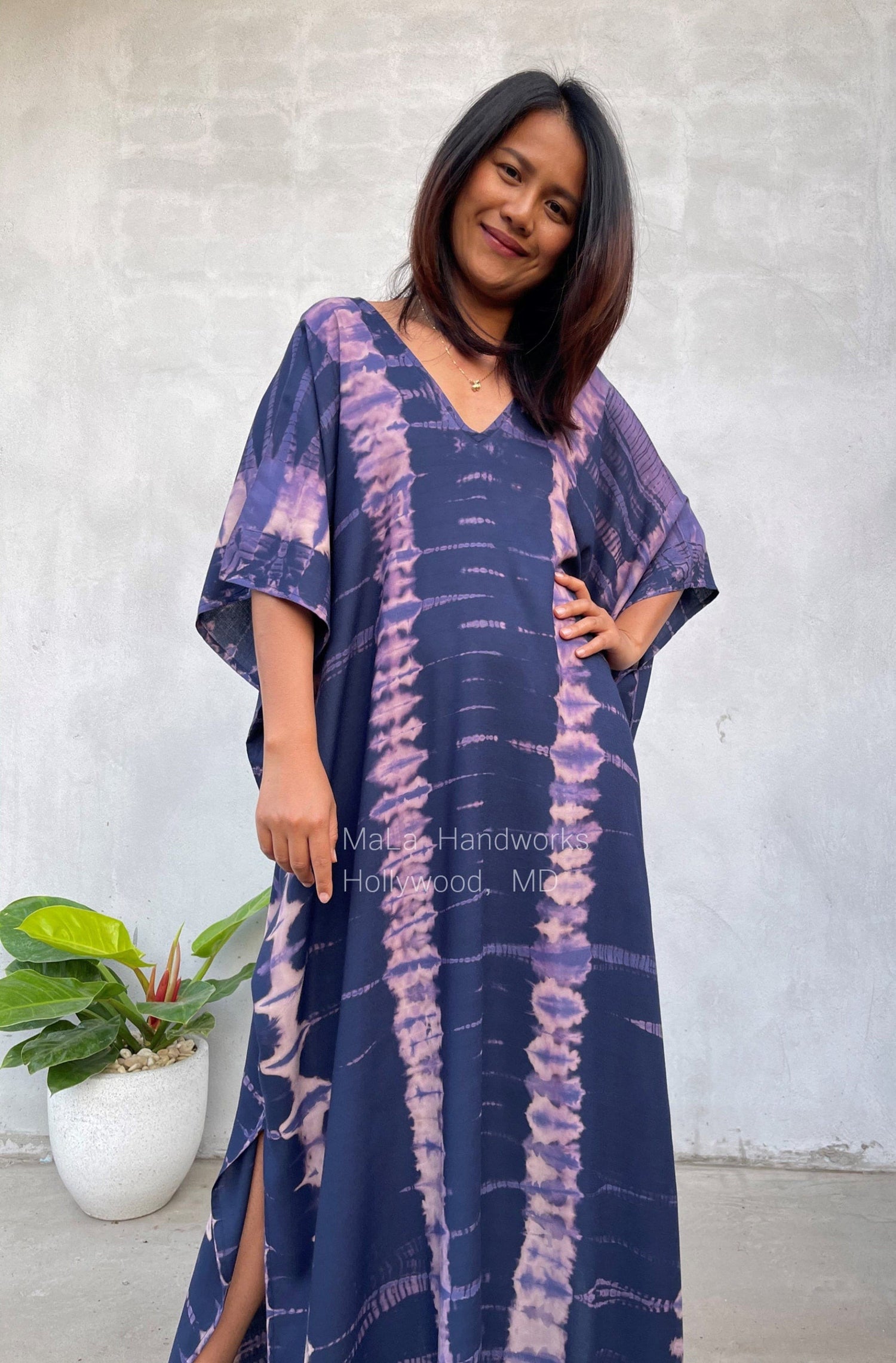 MALA handworks  Camila Kaftan in Blue and Purple Tie Dye