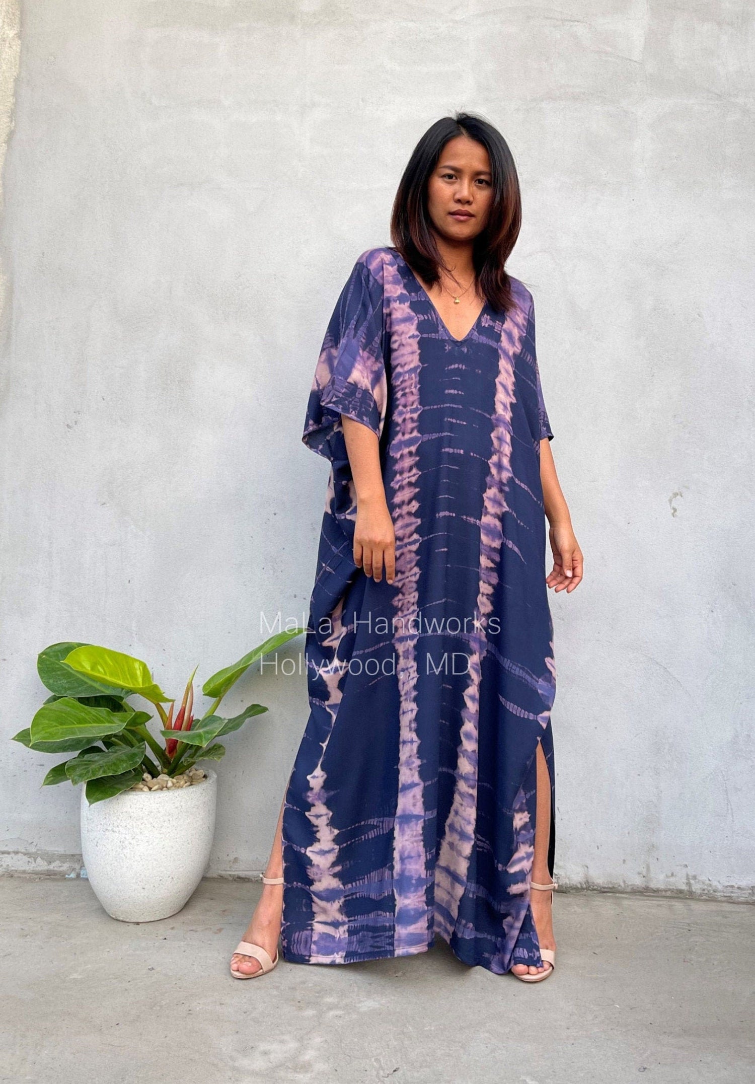 MALA handworks  Camila Kaftan in Blue and Purple Tie Dye