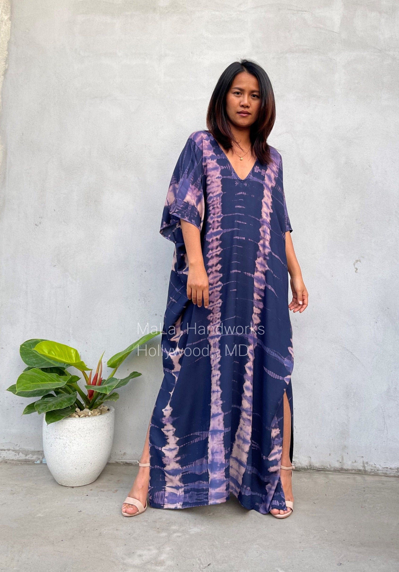 MALA handworks  Camila Kaftan in Blue and Purple Tie Dye