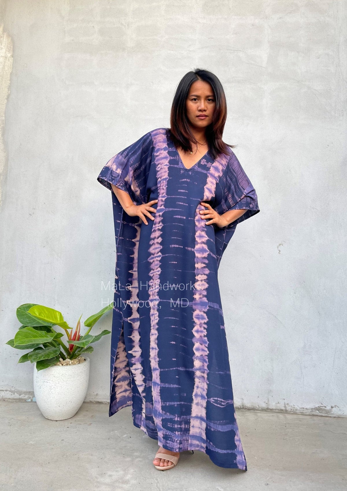 MALA handworks  Camila Kaftan in Blue and Purple Tie Dye