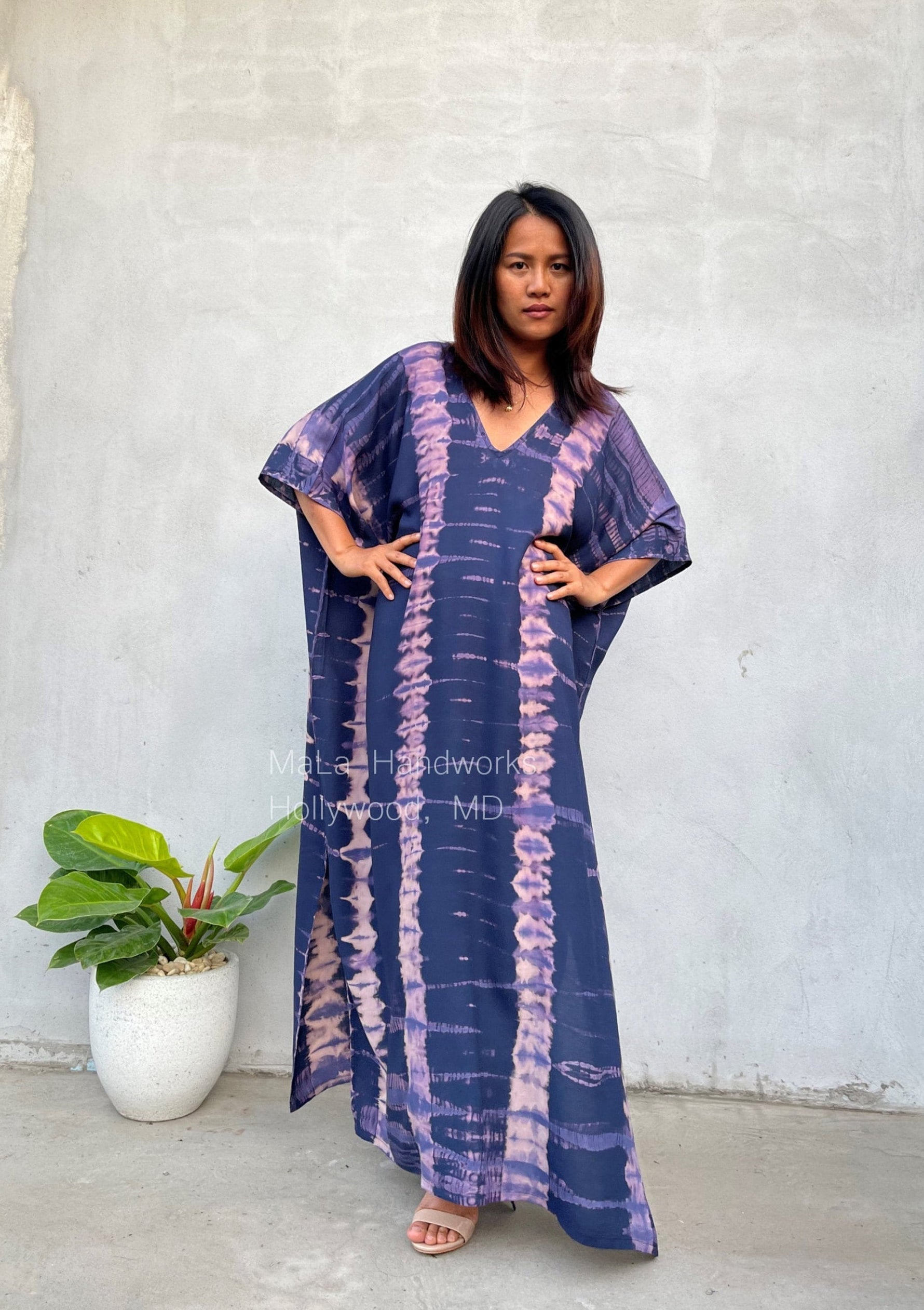 MALA handworks  Camila Kaftan in Blue and Purple Tie Dye